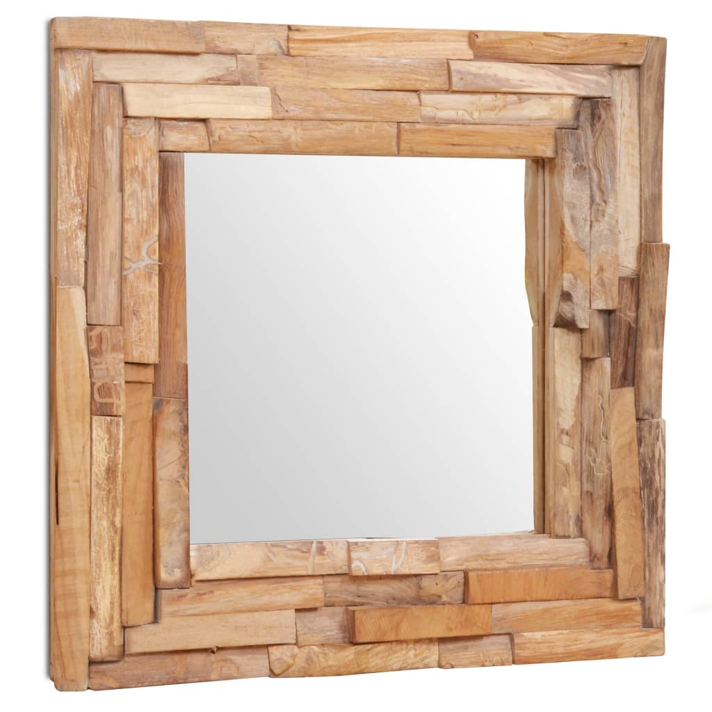 vidaXL Oglindă decorativă din lemn de tec, 60 x 60 cm, pătrat vidaXL