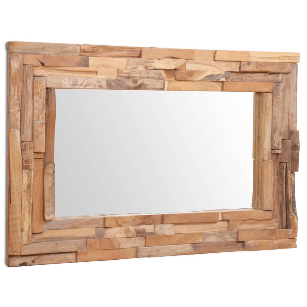 Dekorativní zrcadlo teak 90 x 60 cm obdélníkové