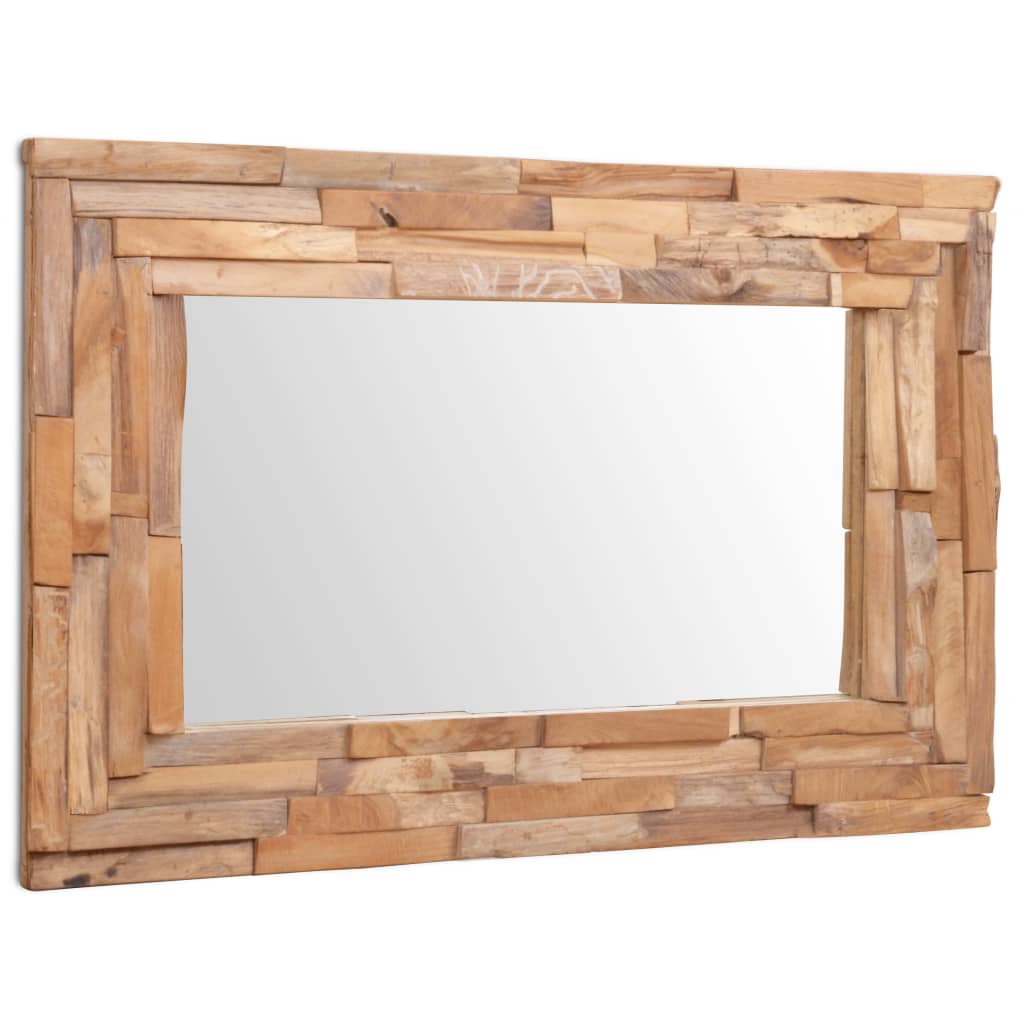Dekorativní zrcadlo teak 90 x 60 cm obdélníkové