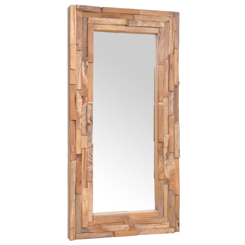 Dekorativní zrcadlo teak 120 x 60 cm obdélníkové