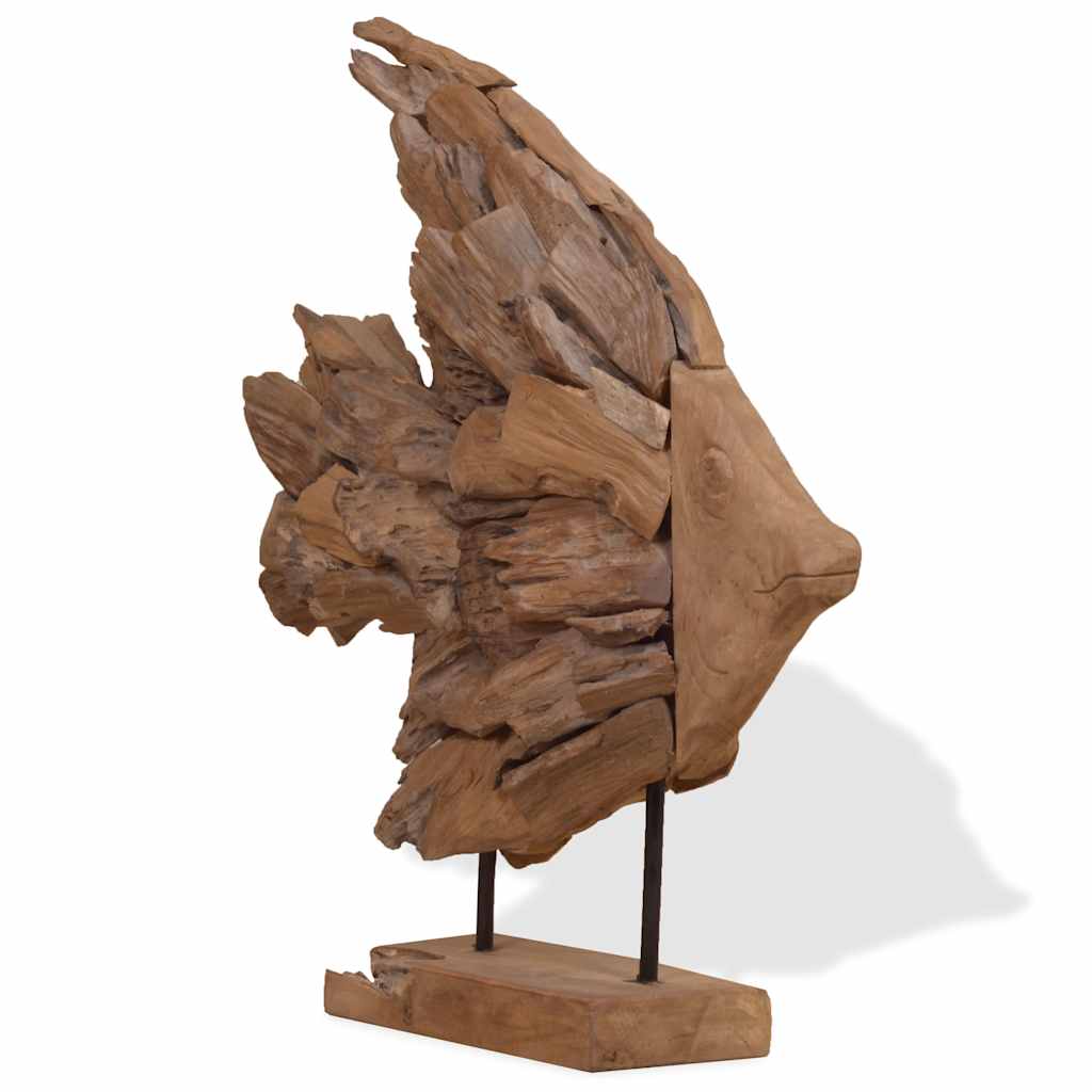 vidaXL Fisch-Skulptur Teak 40x12x57 cm