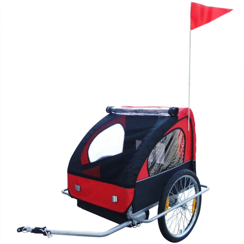 

vidaXL Kinderaanhangwagen met extra aansluiting rood 36 kg