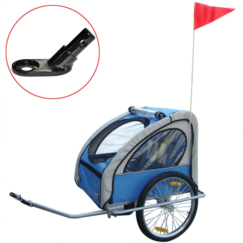 vidaXL Remorcă bicicletă pentru copii, cuplaj inclus, 36 kg, albastru imagine vidaxl.ro