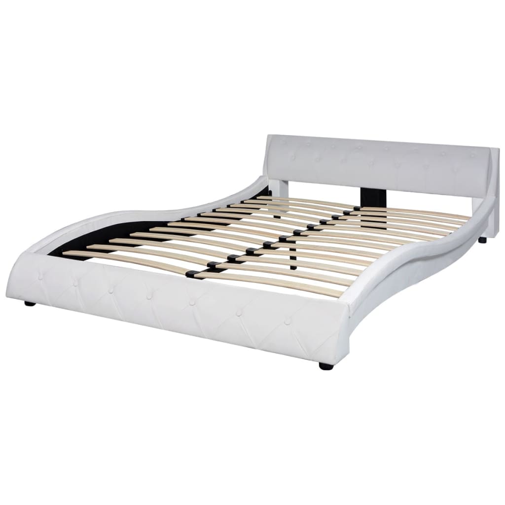 

vidaXL Bed met traagschuim matras kunstleer wit 140x200 cm