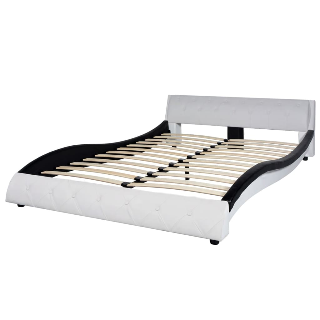 vidaXL Bed met traagschuimmatras kunstleer 140x200 cm zwart wit