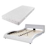 vidaXL Cama com colchão couro artificial 140x200 cm branco