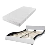 vidaXL Lit avec matelas 140 x 200 cm Cuir synthétique Noir et blanc