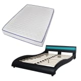 vidaXL Lit et matelas mousse à mémoire 140x200 cm Cuir artificiel noir