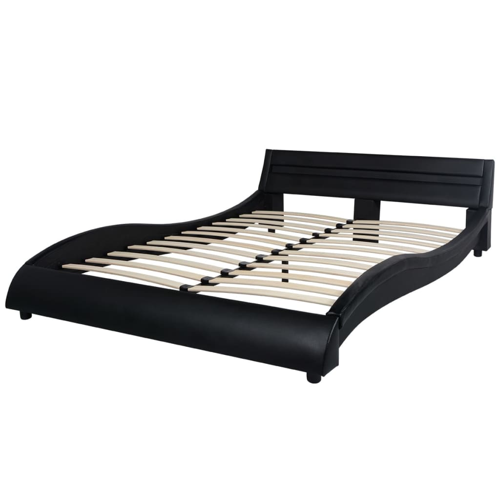 

vidaXL Bed met traagschuim matras LED kunstleer zwart 140x200 cm