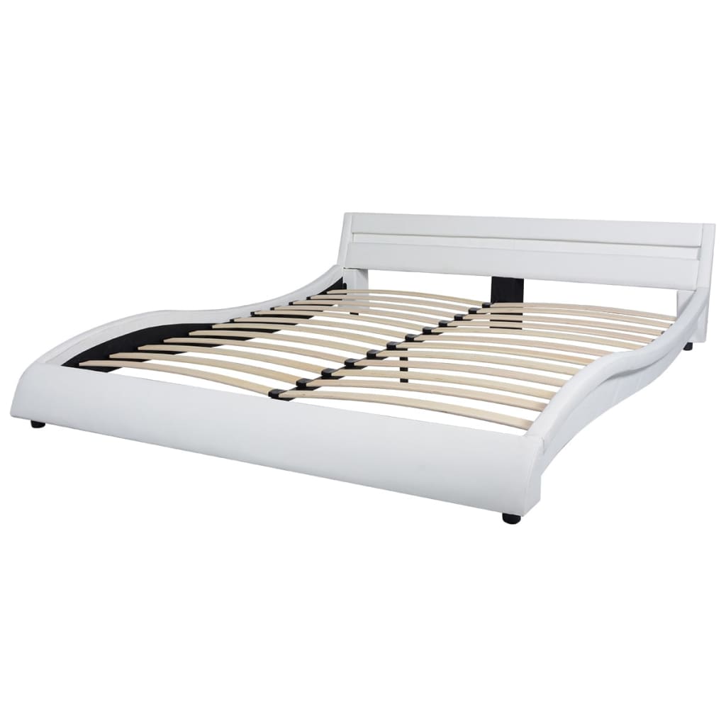 

vidaXL Bed met traagschuim matras LED kunstleer wit 180x200 cm