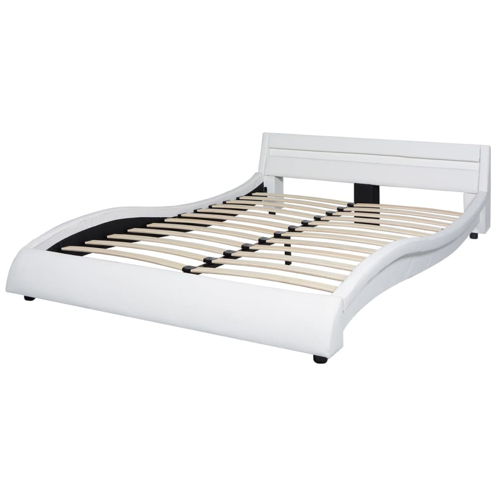 vidaXL Bed met traagschuimmatras en LED kunstleer 140x200 cm wit