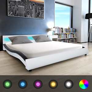 Postel s matrací z paměťové pěny LED umělá kůže 180 x 200 cm