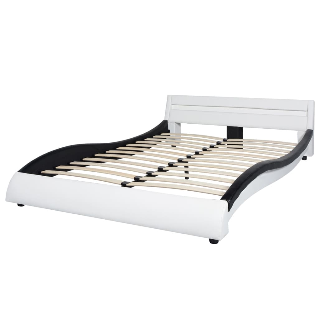 vidaXL Bed LED met matras 140x200 cm kunstleer zwart en wit
