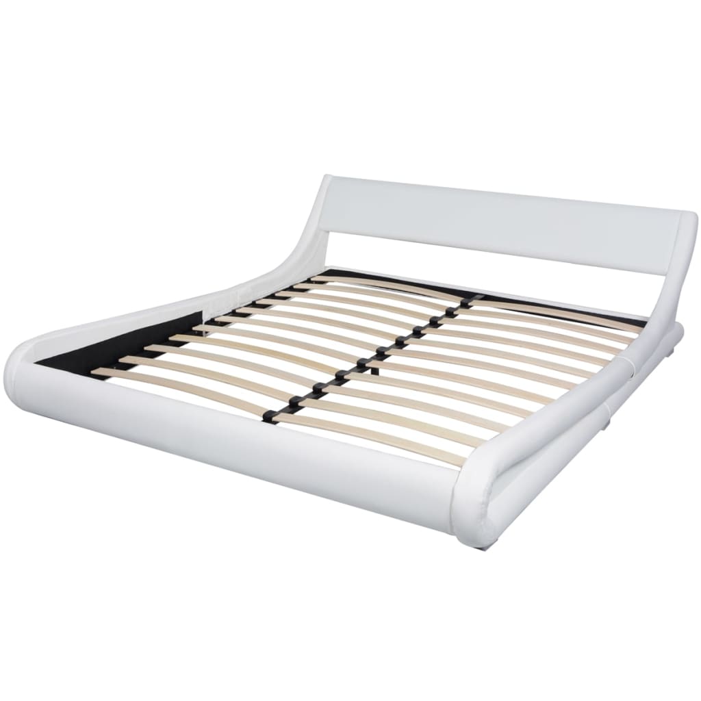 VidaXL - vidaXL Bed met traagschuim matras kunstleer 180x200 cm krul wit