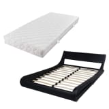 vidaXL Lit avec matelas 140 x 200 cm Cuir synthétique vague Noir