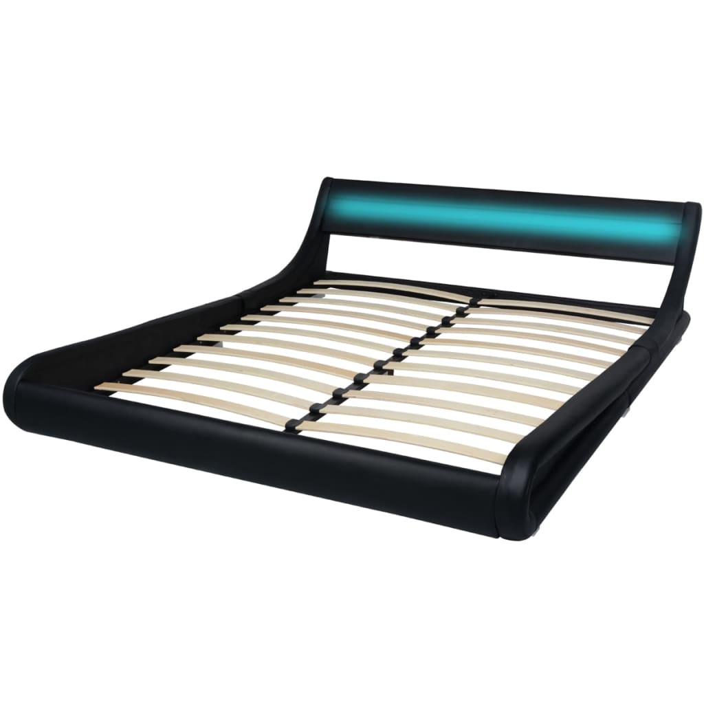 

vidaXL Bed met traagschuim matras LED kunstleer zwart 180x200 cm