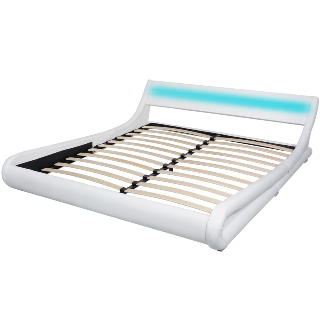 VidaXL - vidaXL bed LED met traagschuim matras kunstleer 180x200 cm krul wit