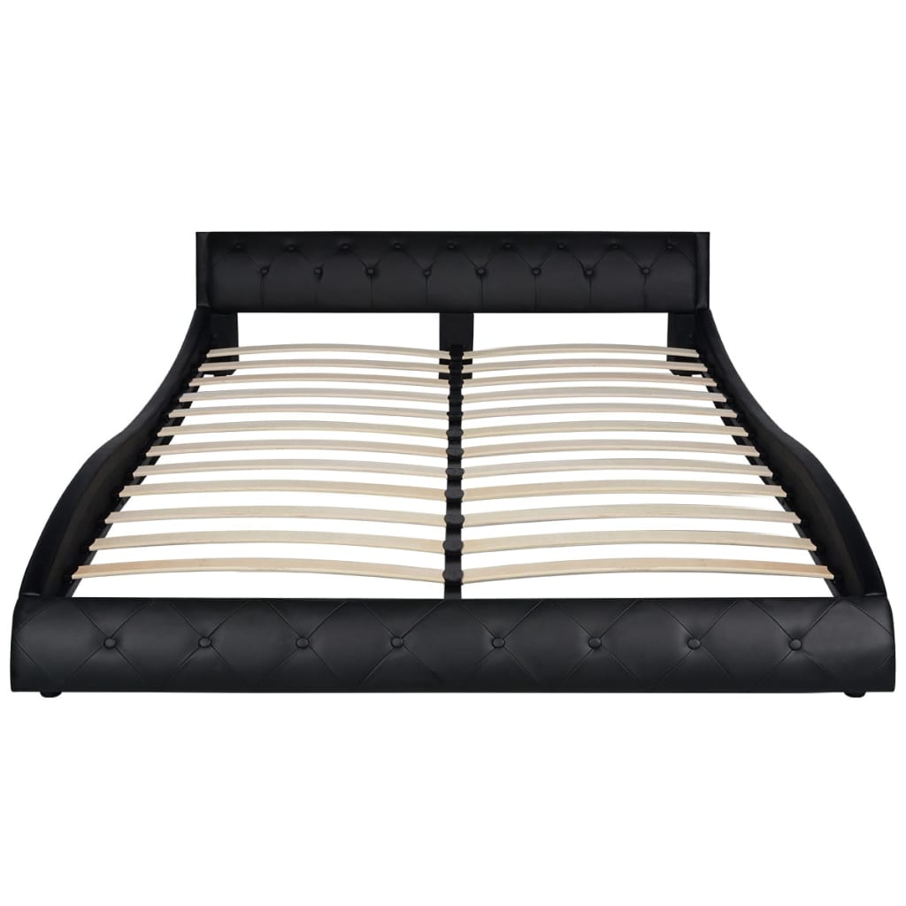 vidaXL Bed met traagschuimmatras kunstleer 160x200 zwart