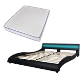 vidaXL Łóżko ze sztucznej skóry z materacem Memory Foam i pasem LED 160 x 200 cm czarne