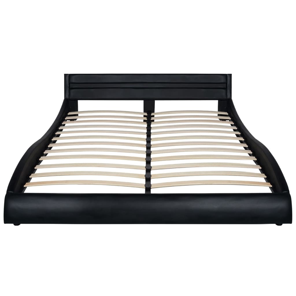 vidaXL Bed met traagschuimmatras en LED kunstleer 160x200 cm zwart