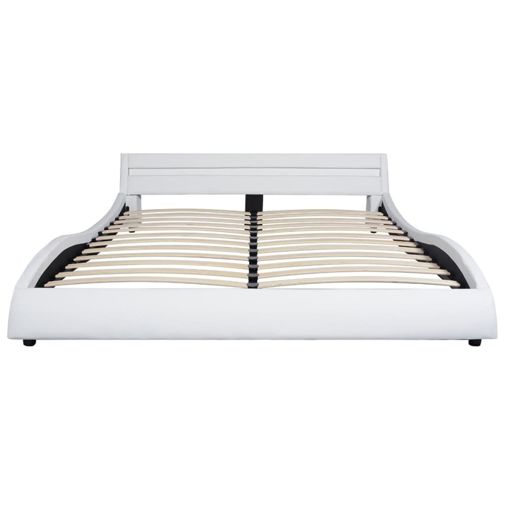 vidaXL Bed met LED en traagschuimmatras kunstleer 160x200 cm wit