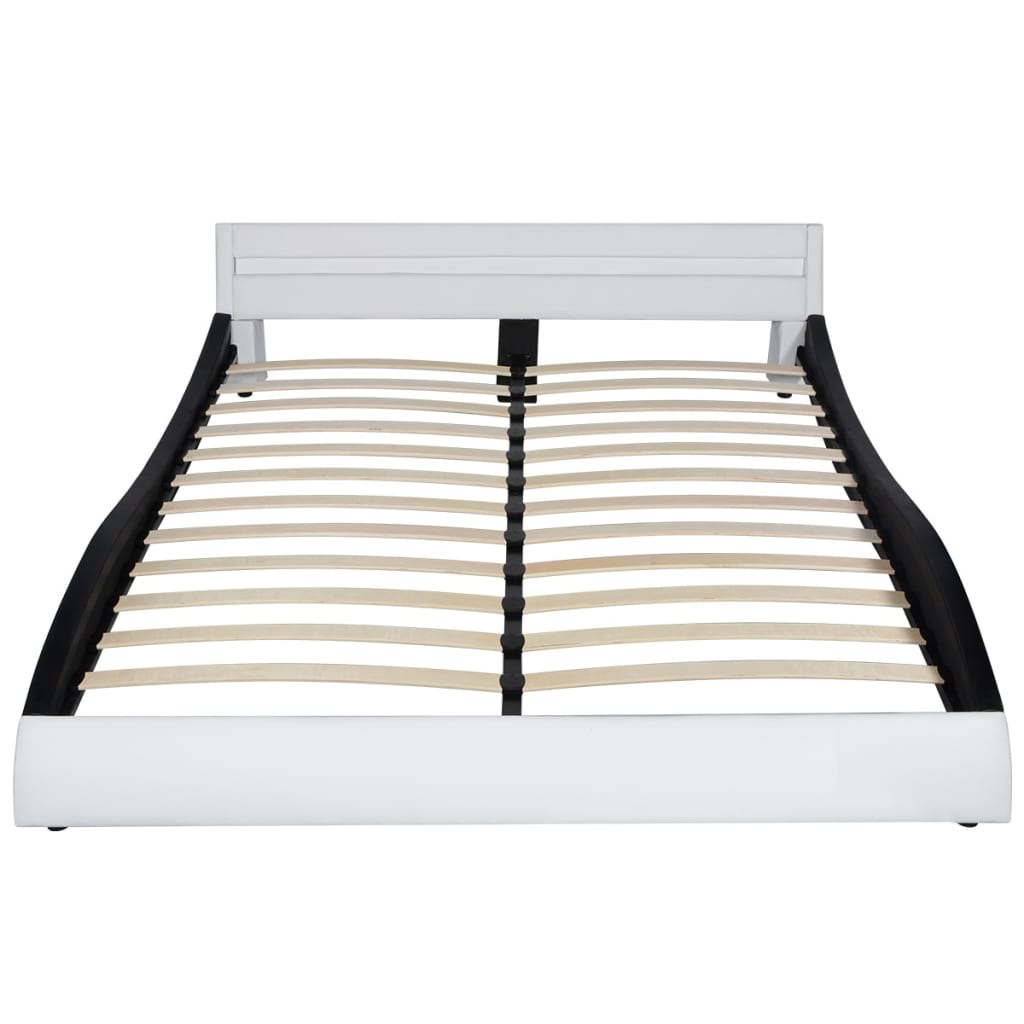 VidaXL - vidaXL Bed met traagschuimmatras en LED kunstleer 160x200 cm zwart&wit