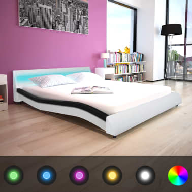 vidaXL Bett + LED + Memory-Matratze Kunstleder 160x200cm ... vidaXL Bett + LED + Memory-Matratze Kunstleder 160x200cm ...