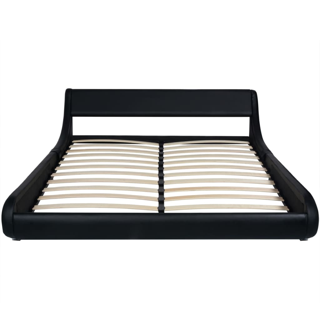VidaXL - vidaXL Bed met traagschuim matras 160x200 zwart kunstleer