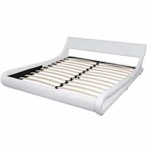 Postel s matrací z paměťové pěny bílá umělá kůže 160 x 200 cm - obrázek 5