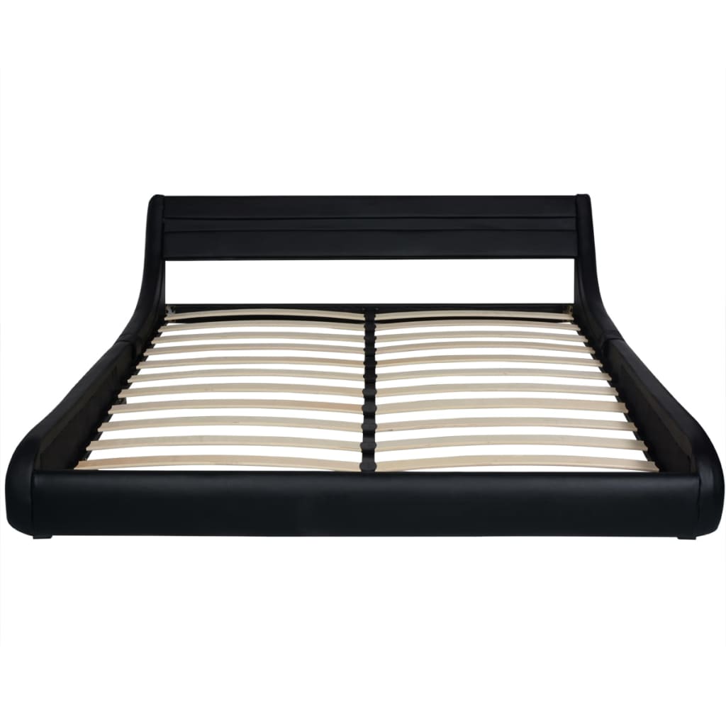 

vidaXL Bed met traagschuim matras LED kunstleer zwart 160x200 cm