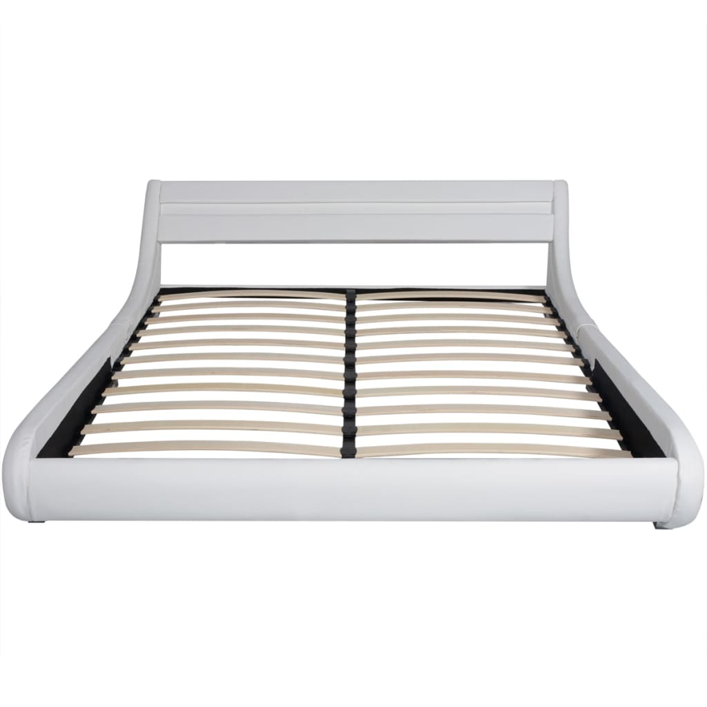 vidaXL Bed met LED met traagschuimmatras kunstleer 160x200 cm wit