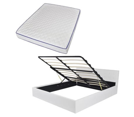 vidaXL Hydraulisches Stauraumbett mit Matratze Kunstleder 160x200 cm