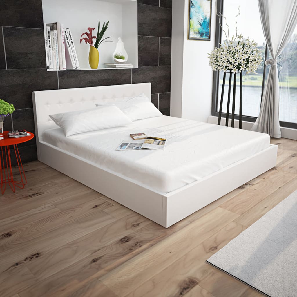 

vidaXL Bed hydraulisch met opbergruimte en matras kunstleer 160x200 cm
