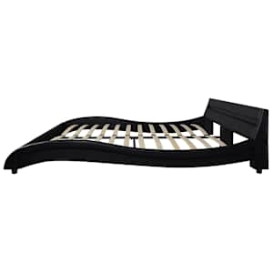 Postel s matrací LED černá umělá kůže 160 x 200 cm - obrázek 6