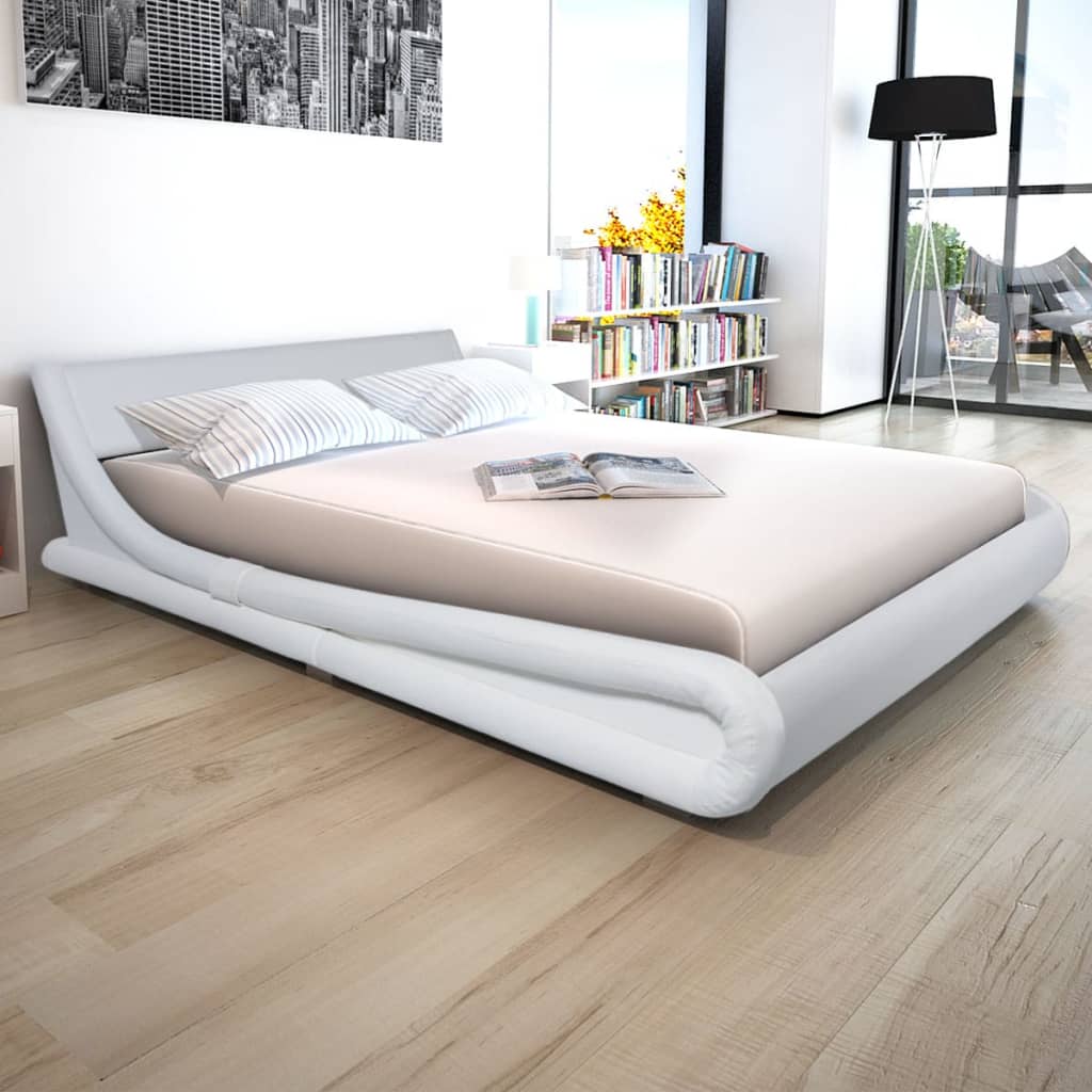 vidaXL Κρεβάτι Λευκό 160 x 200 εκ. από Συνθετικό Δέρμα με Στρώμα