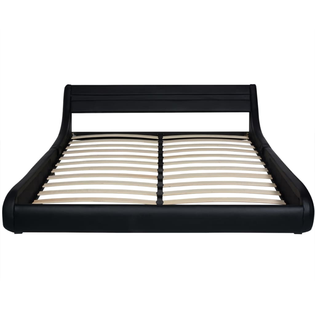 vidaXL Bed met LED en traagschuimmatras kunstleer 160x200 cm zwart