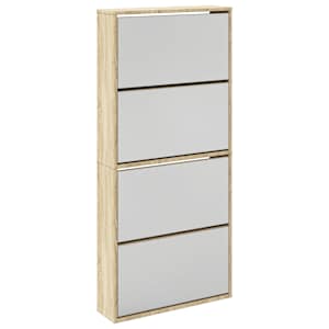 vidaXL nelja sahtliga kingakapp peegliga tamm 63 x 17 x 134 cm