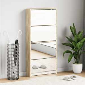 Omarica za čevlje 4-nadstropna z ogledali hrast 63x17x134 cm
