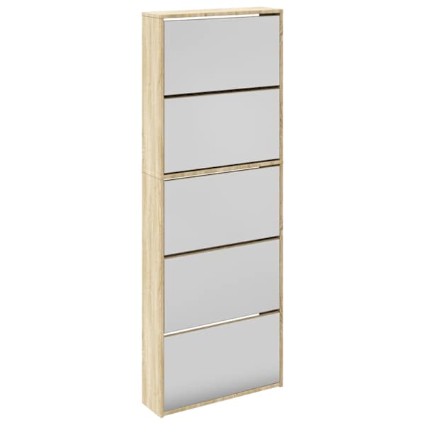 vidaXL kingakapp 5 korrust, peegliga, tamm 63 x 17 x 169,5 cm