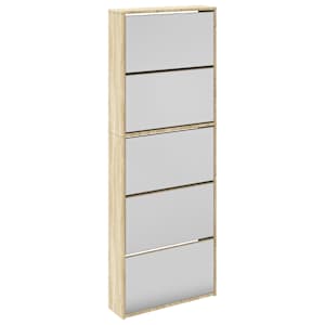 Botník pětipatrový zrcadlo dub 63 x 17 x 169,5 cm - obrázek 2