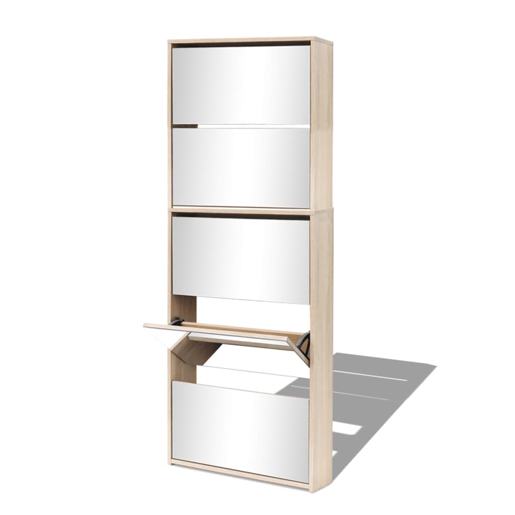 

vidaXL Schoenenkast met 5 spiegels 63x17x169,5 cm eikenhout