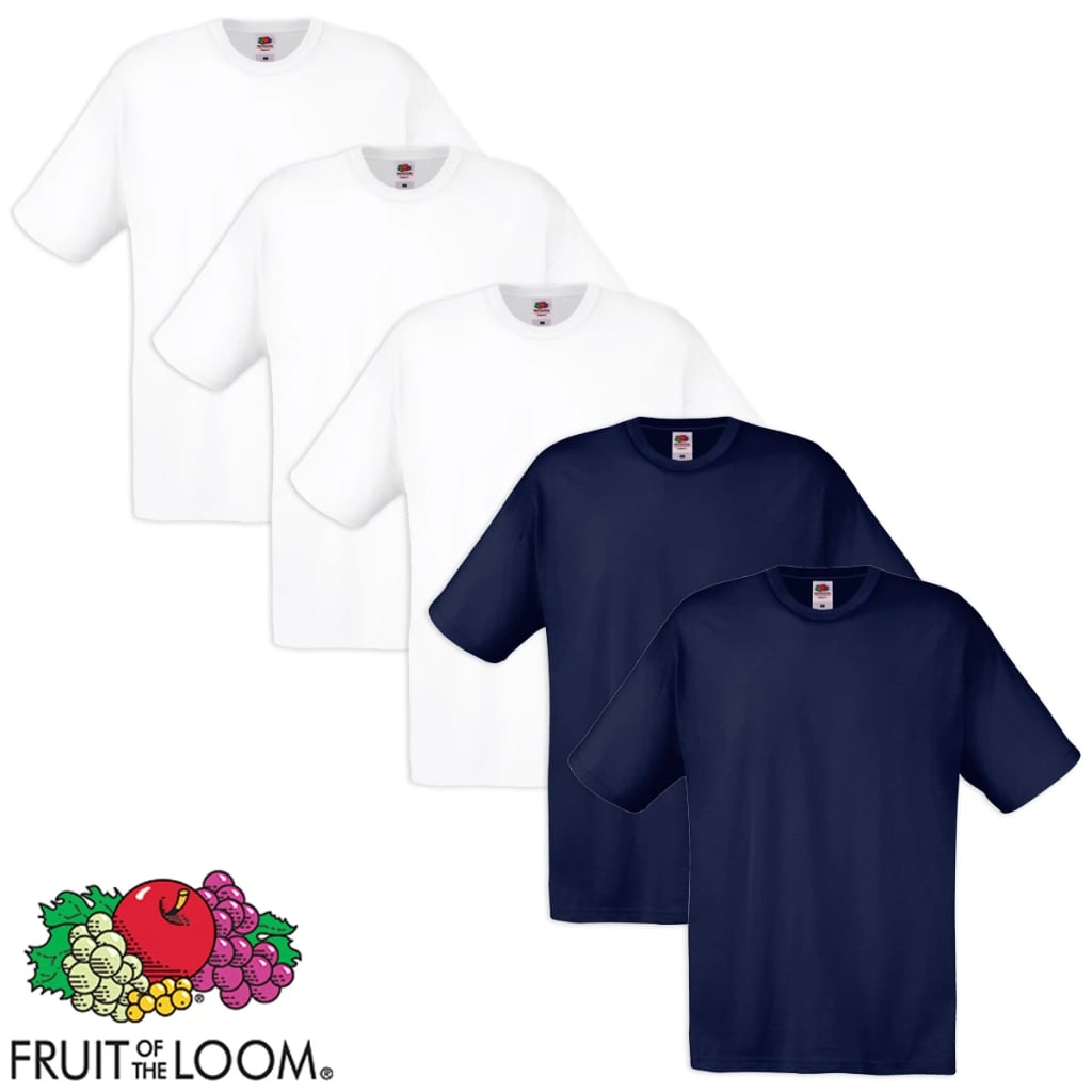 Fruit of the Loom T-paita Puuvilla 5 kpl Valkoinen ja sininen L