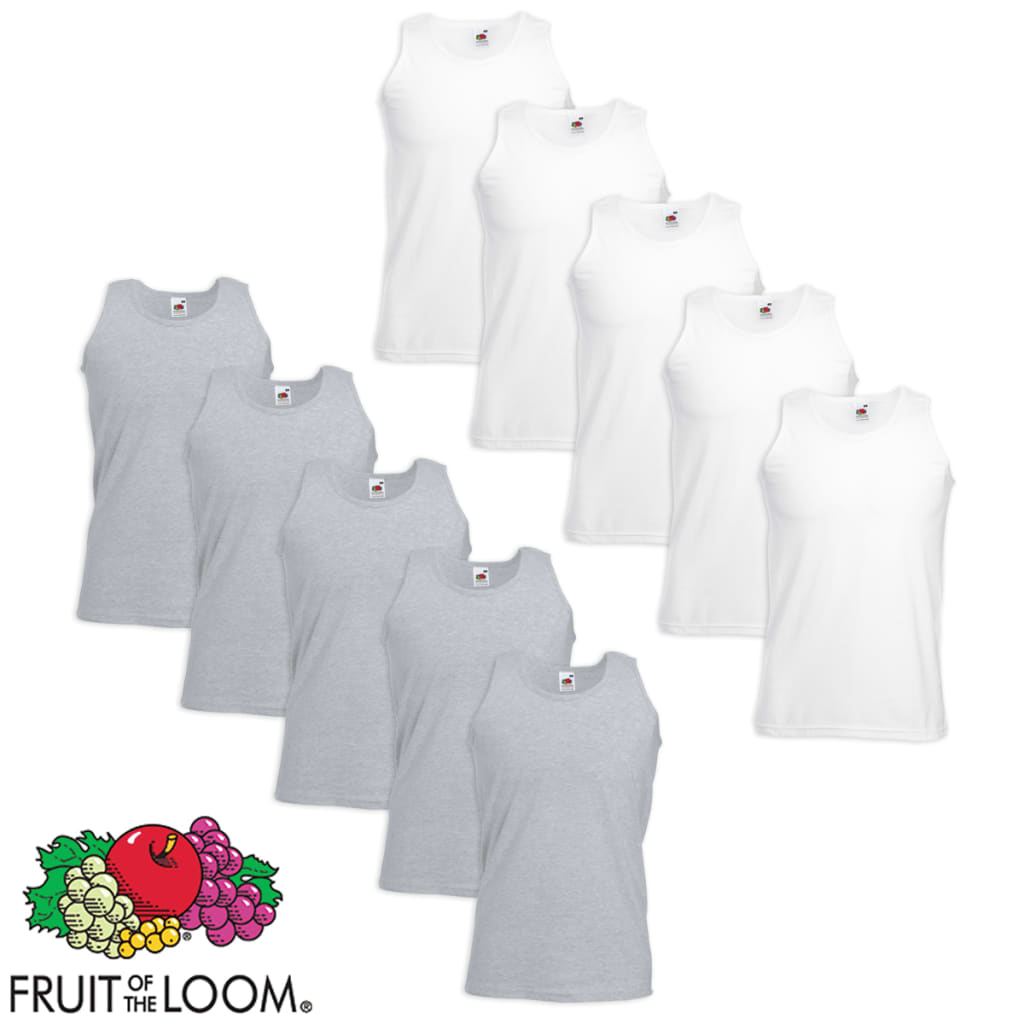 Fruit of the Loom Hihaton T-paita 10 kpl Puuvilla Valk. ja harmaa XL