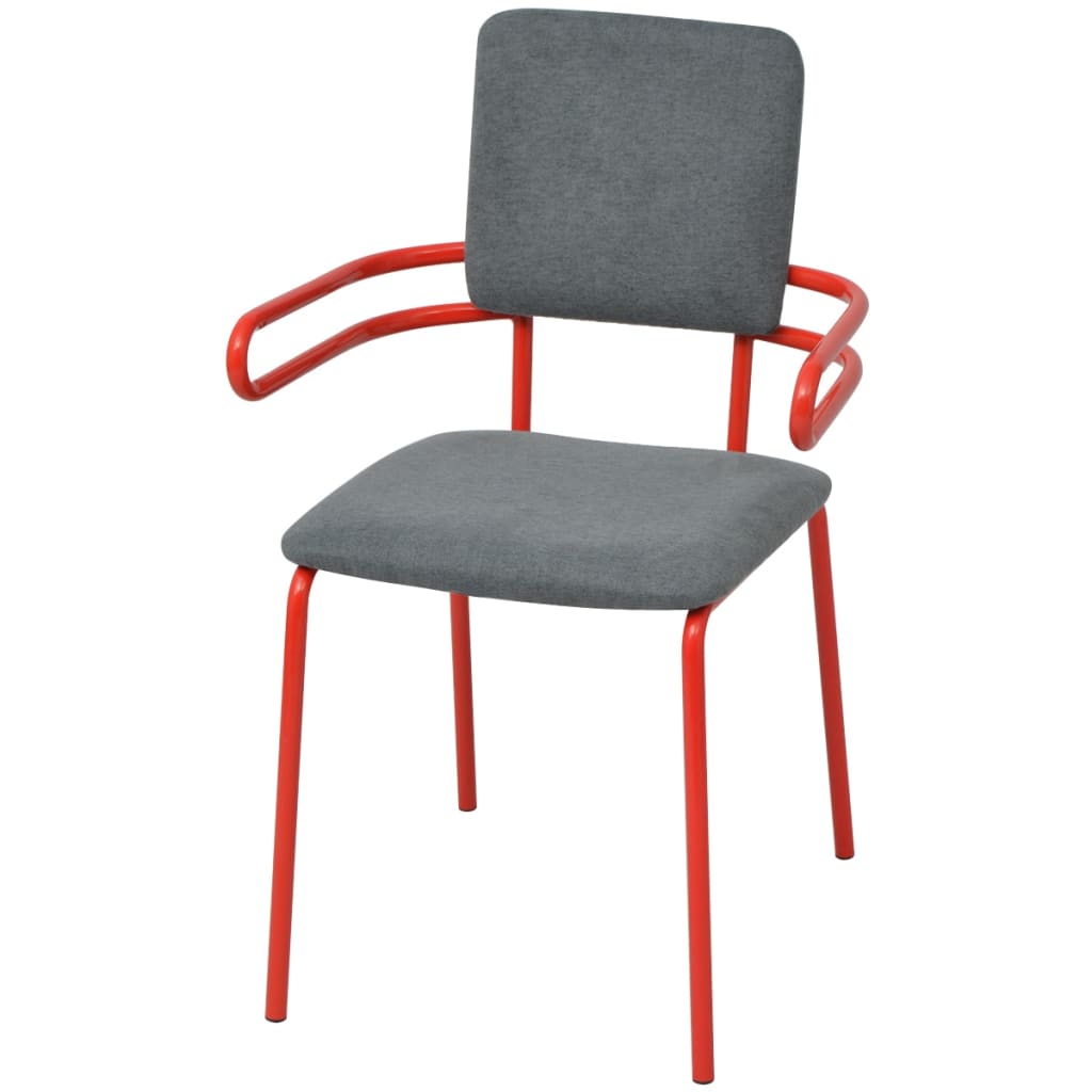 

vidaXL Eetkamerstoelen 6 st stof rood en grijs