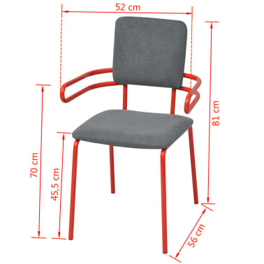vidaXL Esszimmerstühle 6 Stk. Rot und Grau Stoff | vidaXL Esszimmerstühle 6 Stk. Rot und Grau Stoff |
