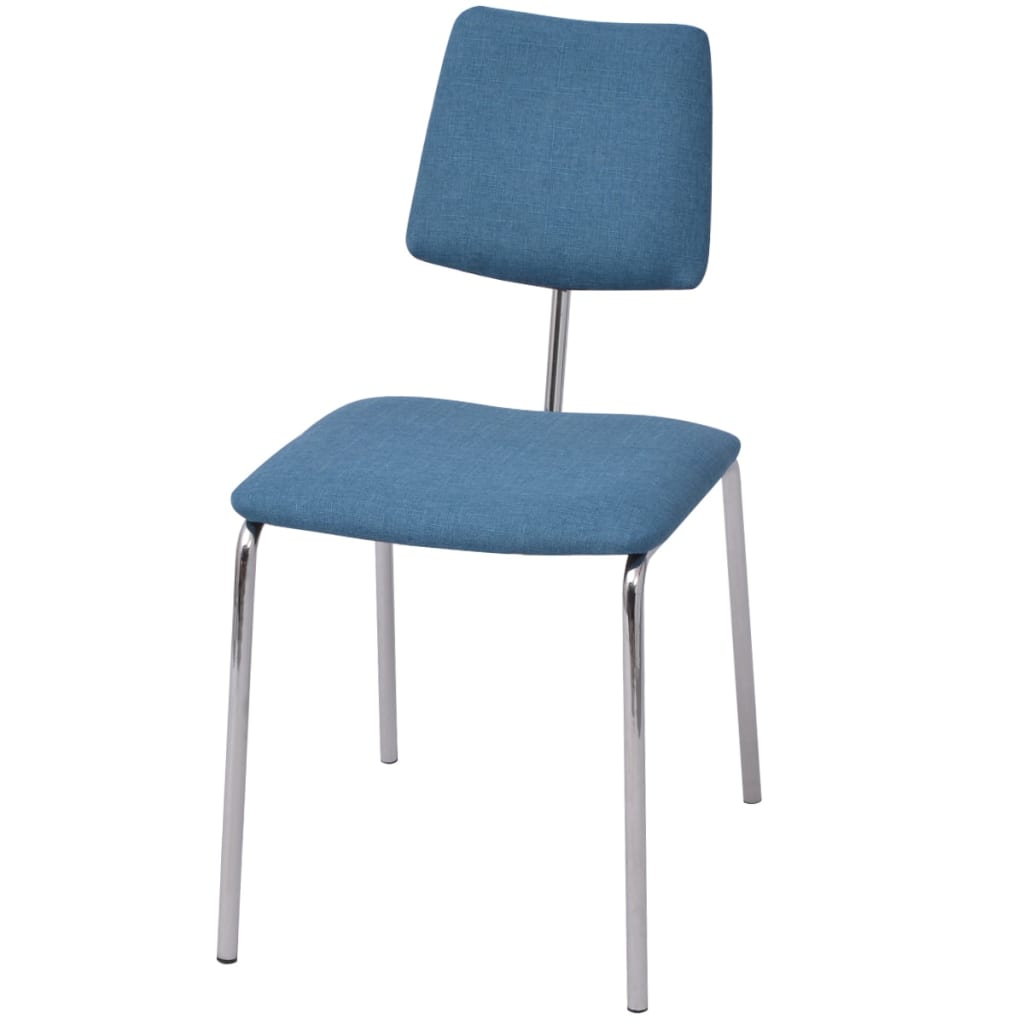 

vidaXL Eetkamerstoel blauwe stof met chromen poot (set van 6)