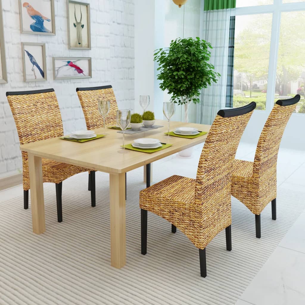 vidaXL Esszimmerstühle 4 Stk. Abaca und Mango Massivholz