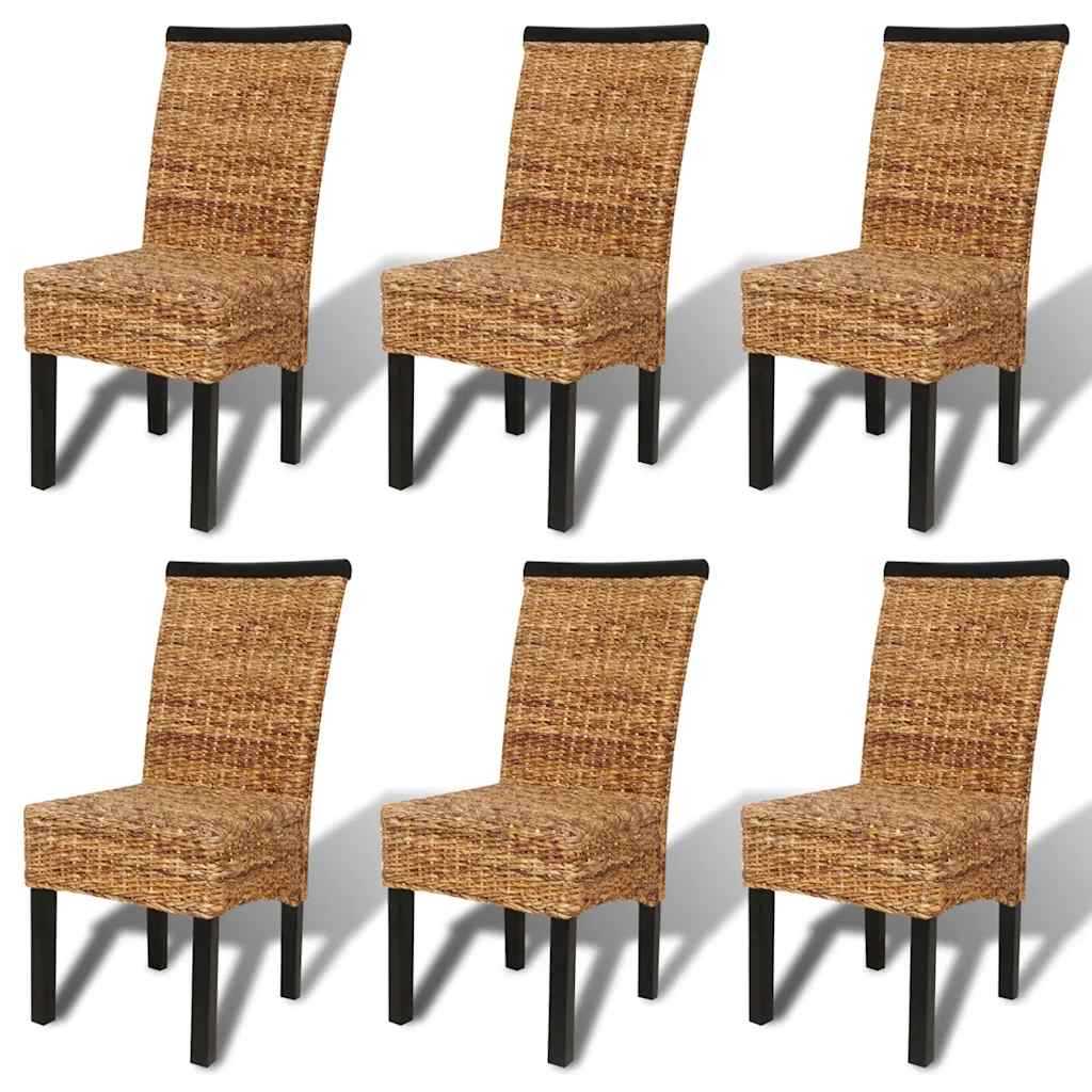 vidaXL Eetkamerstoelen 6 st abaca en massief mangohout bruin, foto 3