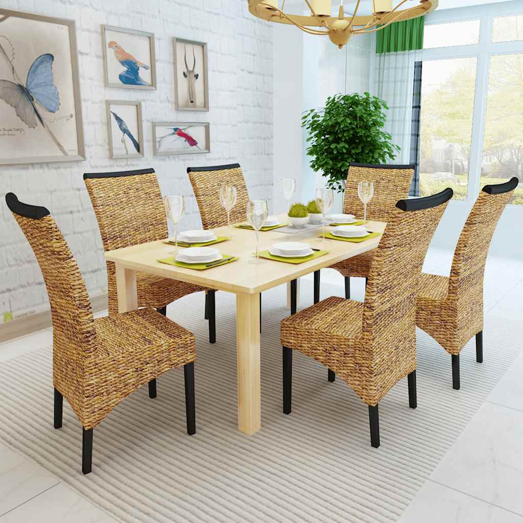 vidaXL Eetkamerstoelen 6 st abaca en massief mangohout bruin, foto 2
