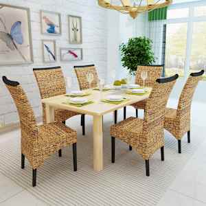 vidaXL Sillas de comedor 6 unidades madera maciza de mango y abac&aacute;